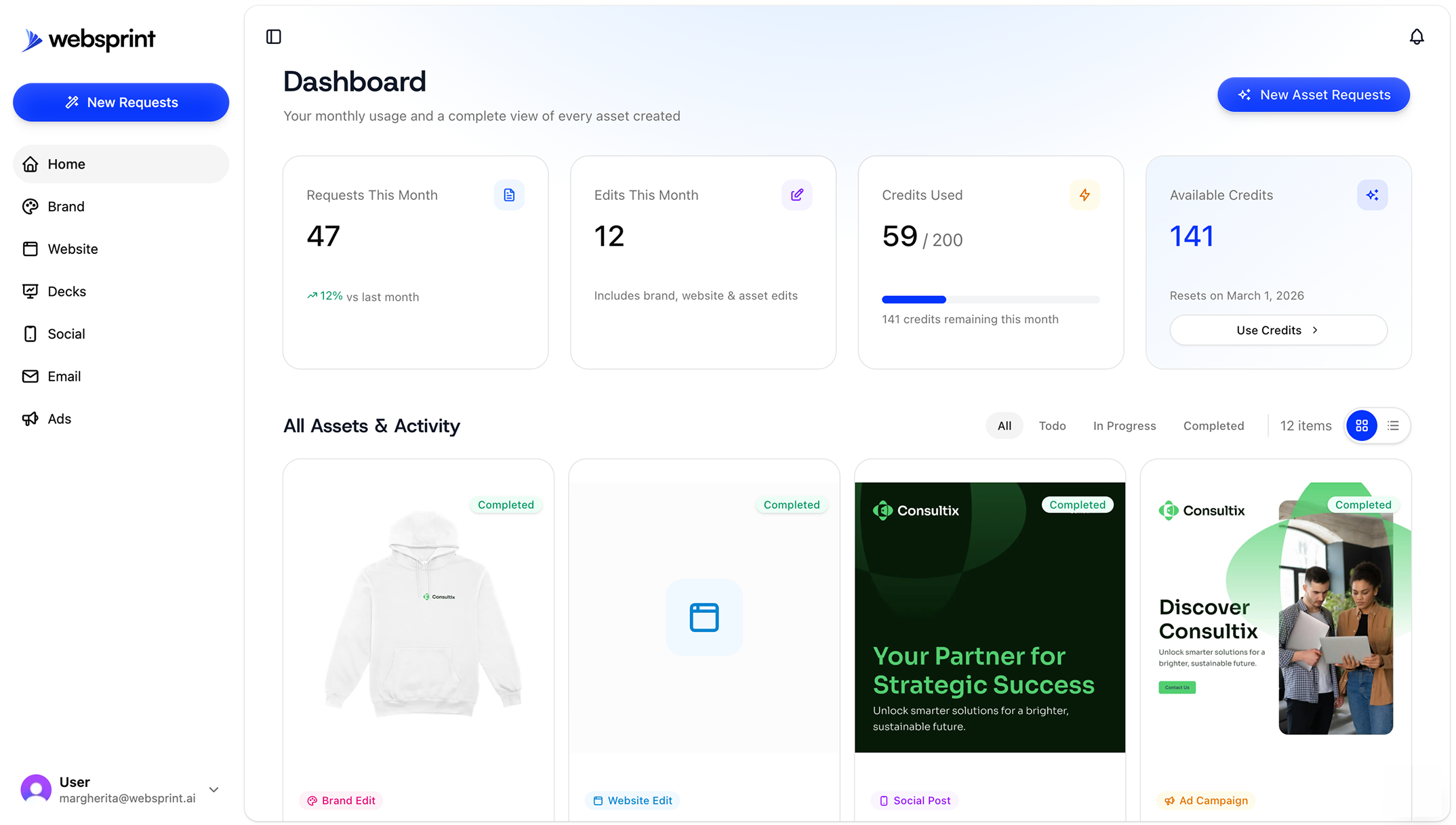 Websprint App Dashboard